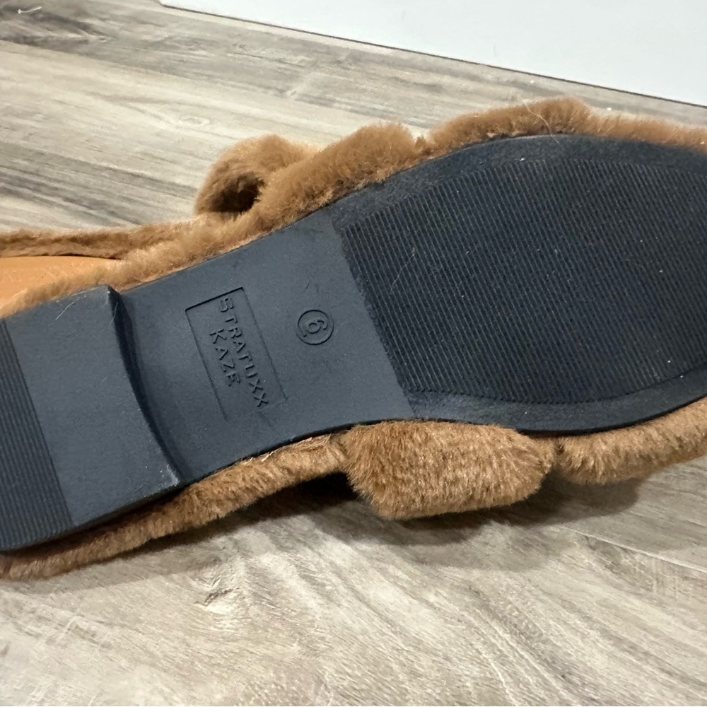 Stratton Kaze Faux Fur Teddy Slide Sandals Brown Cozy Slippers - Picture 4 of 5